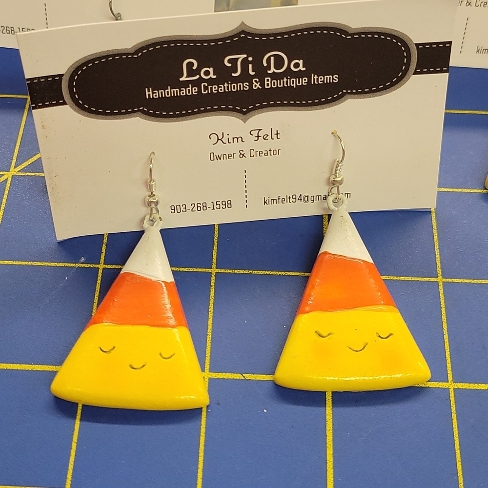 Candy Corn Earrings 2"